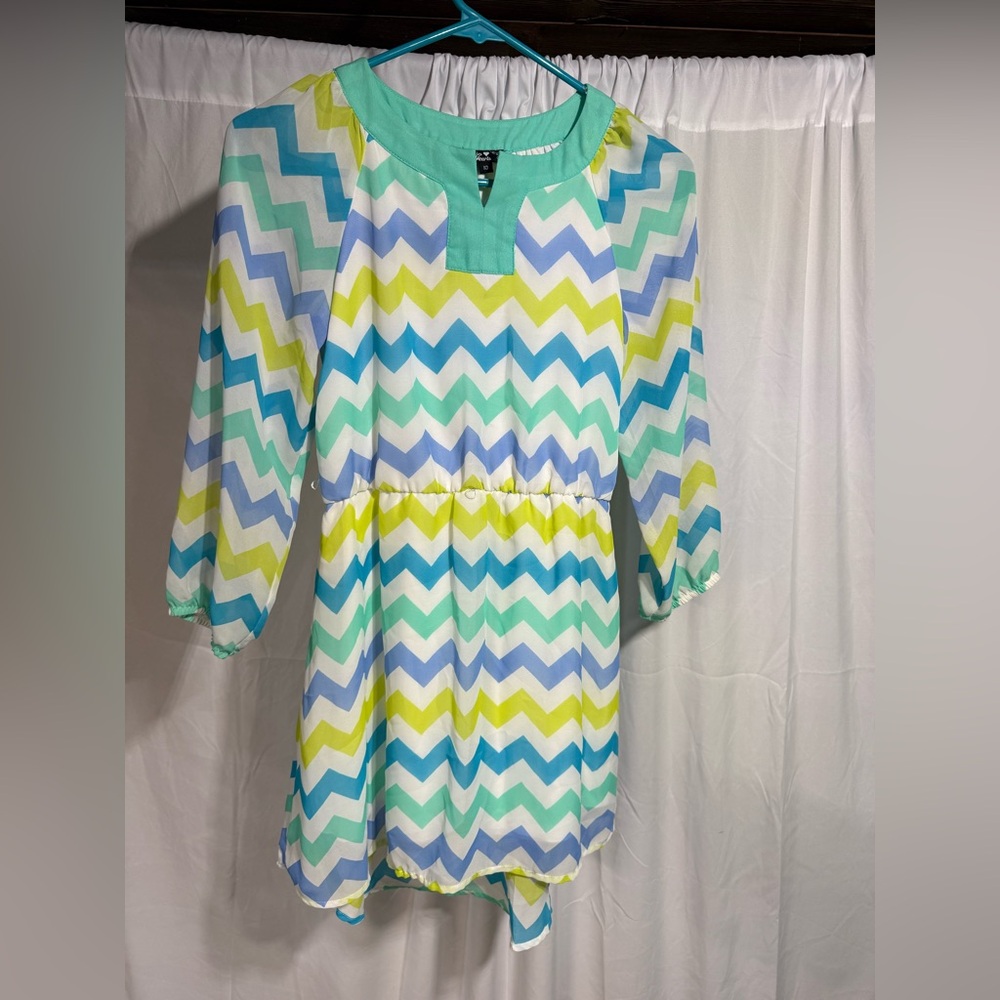 Sequin Hearts Kids Chevron Dress - Sz 10 (5QB)